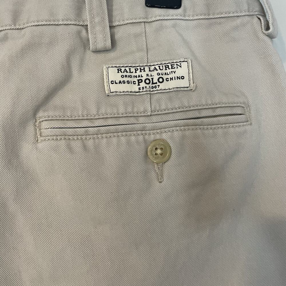 Polo Ralph Lauren Shorts Size 35 Khaki Cotton Prospect Classic Chino Belt Loops - Picture 7 of 9
